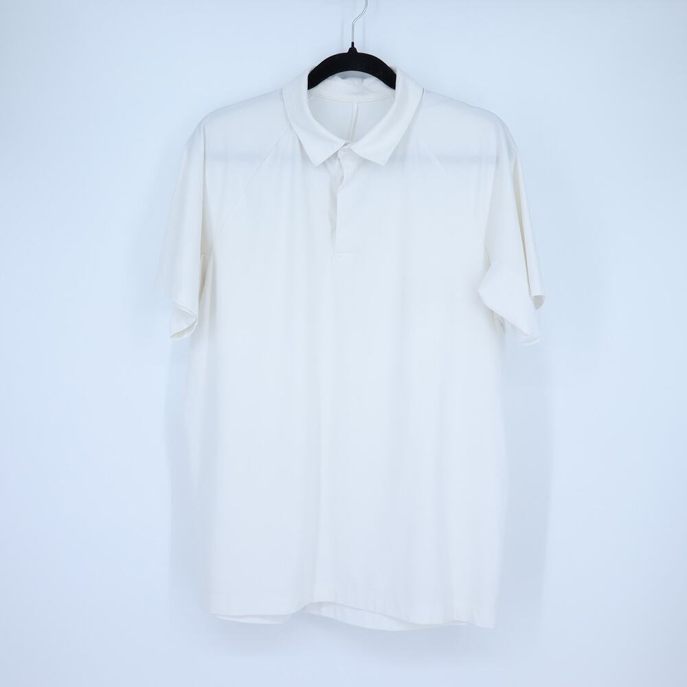 Lululemon Metal Vent Polo Shirt White Short Sleeve Lightweight Men's L